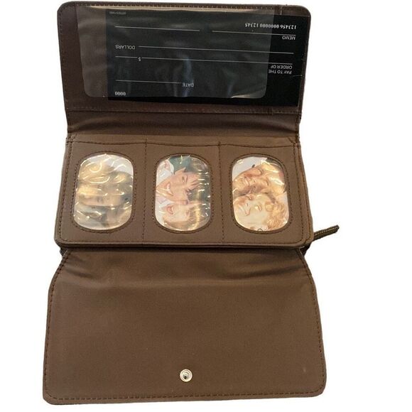 Checkered Billfold Wallet Clutch ID Card Holder Travel Vacation Elegant Neutral - Picture 9 of 9